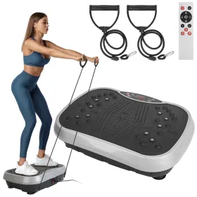 Vibration Exercise Machine With Resistant Bands Remote Control Whole Body Vibration Platform Workout Equipment Home Fitness Training Equipment For Wei (Option: Black)