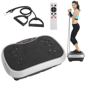 Vibration Plate Exercise Machine With Resistant Bands Remote Control Whole Body Vibration Platform Workout Equipment Home Fitness Training Equipment F (Option: Black)