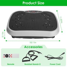 1Pc Vibration Exercise Machine With Resistant Bands Remote Control Whole Body Vibration Platform Workout Equipment Home Fitness Training Equipment For (Option: 1Pc Black)